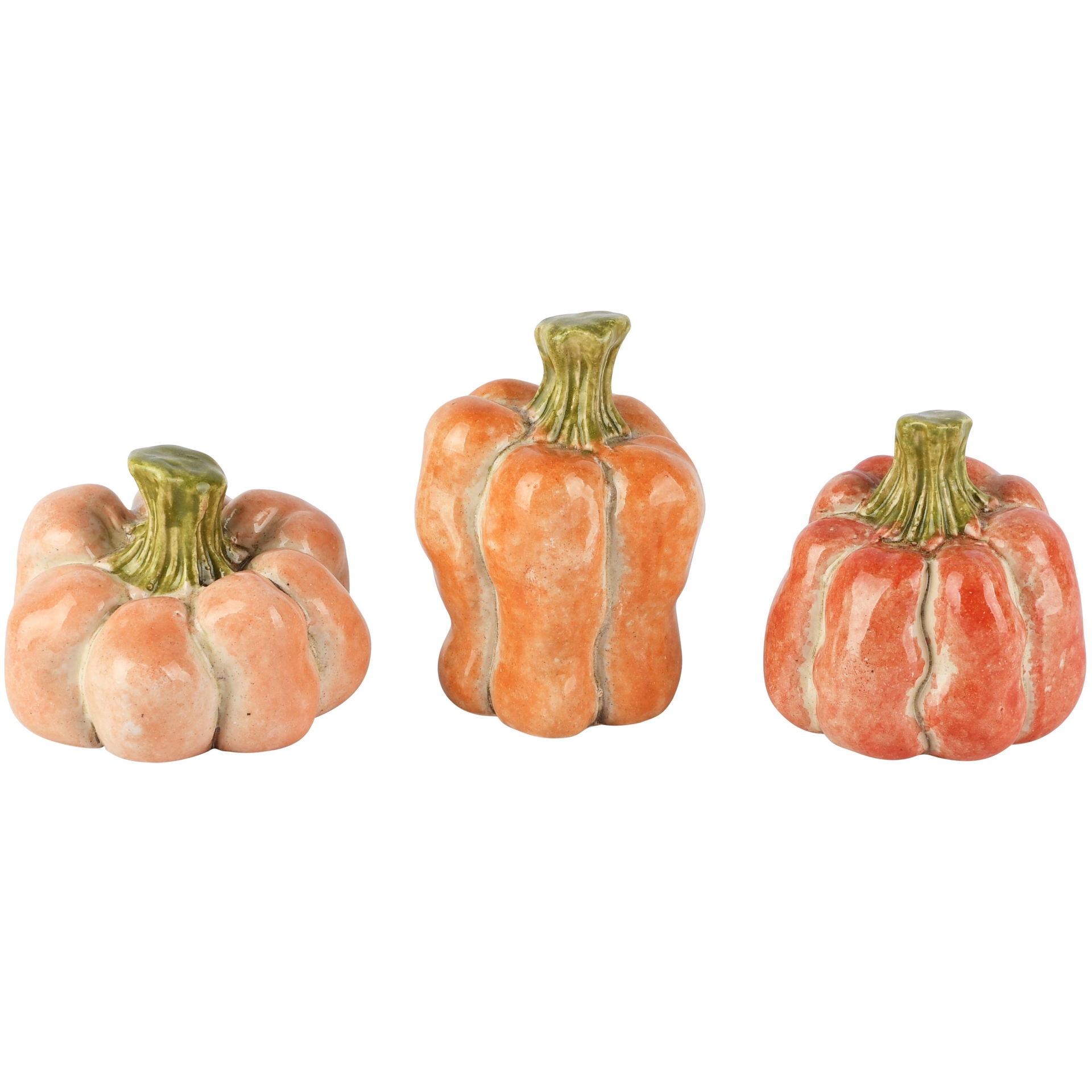 Dekoratief | Deco pompoentje, oranje, keramiek, 7x7x10cm, set van 3 stuks | A265223