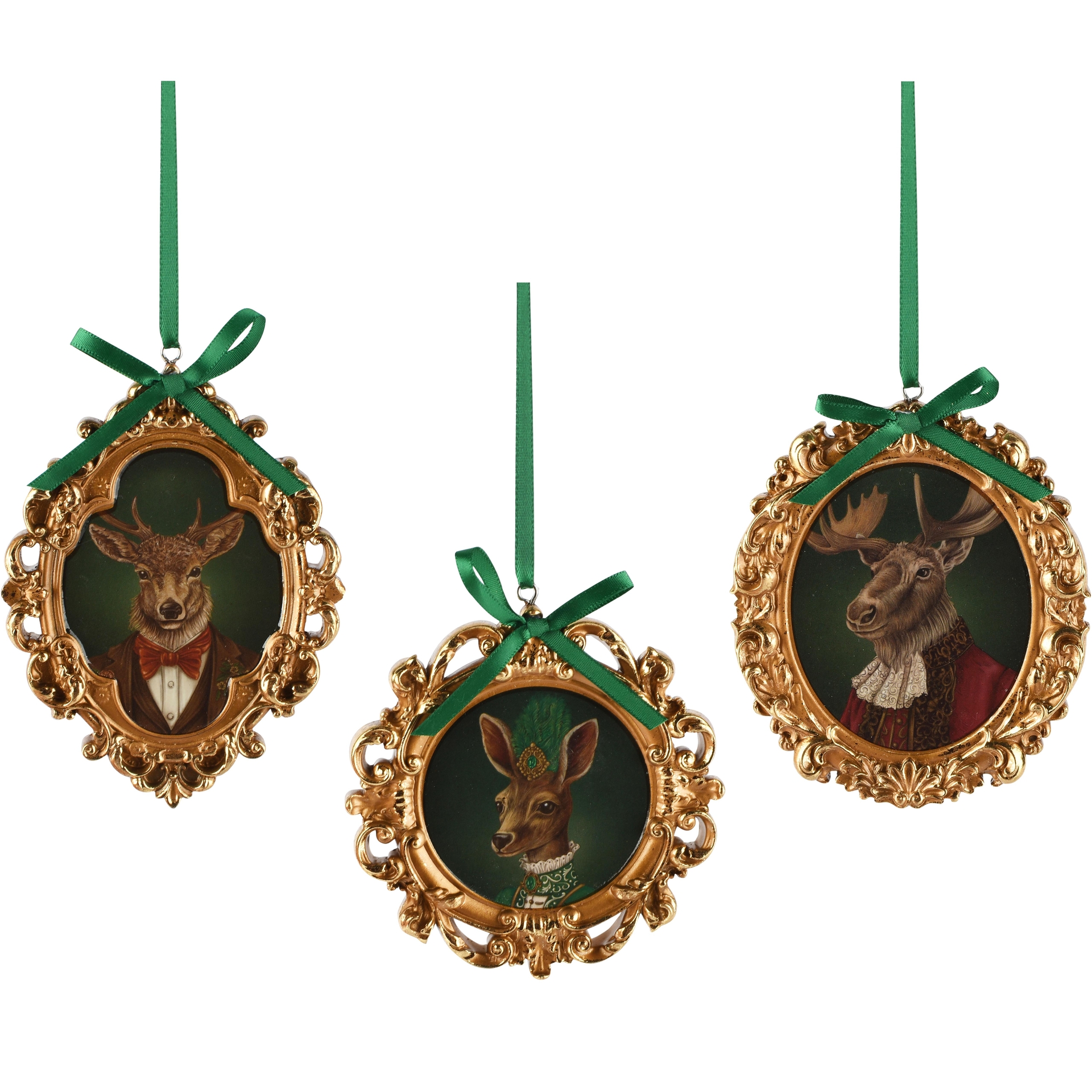 Dekoratief | Hanger frame m/hert, goud, resina, 9x1x12cm, set van 3 stuks | A265744
