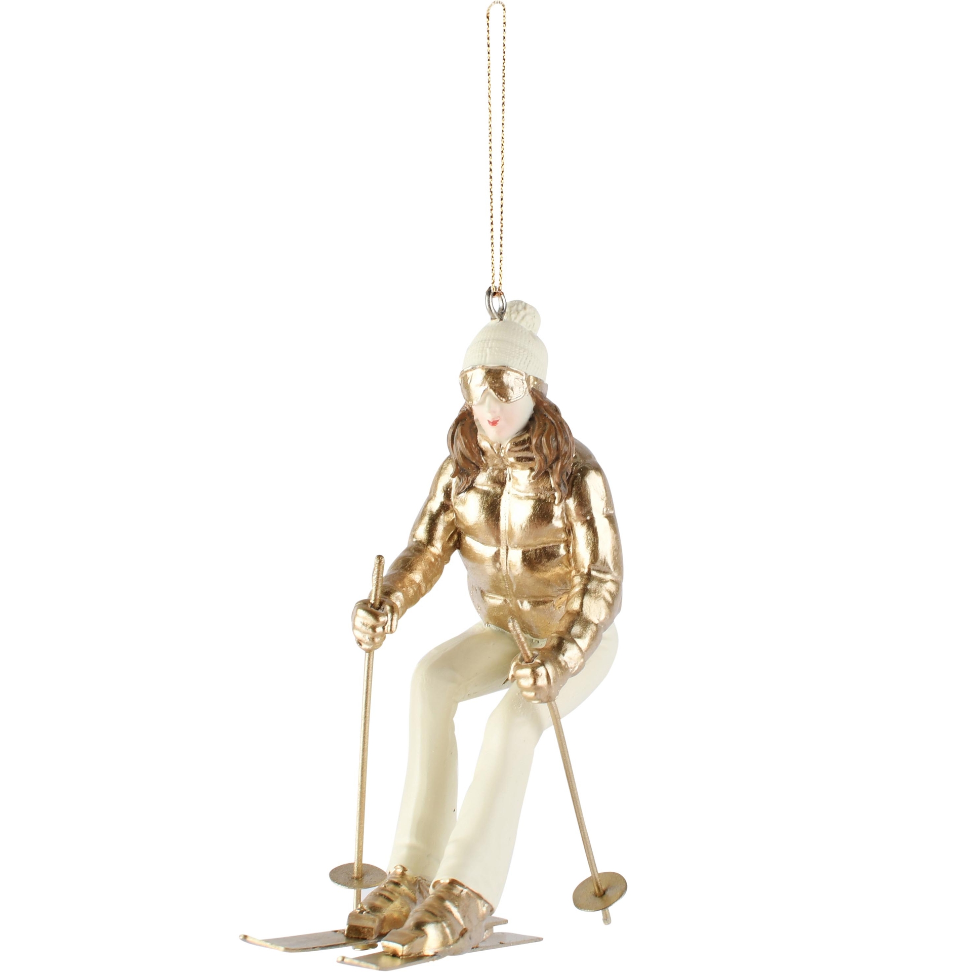 Dekoratief | Hanger skimeisje, goud/cr?me, resina, 4x8x10cm | A265737