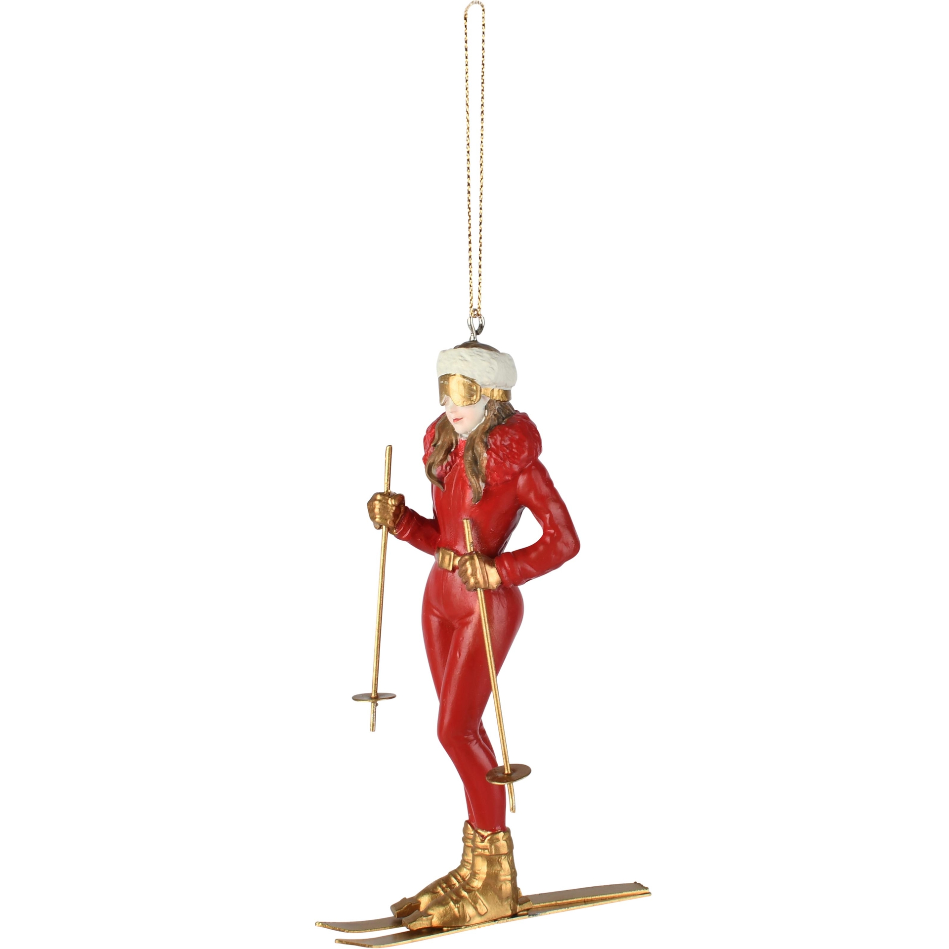 Dekoratief | Hanger skimeisje, rood/goud, resina, 4x8x13cm | A265736
