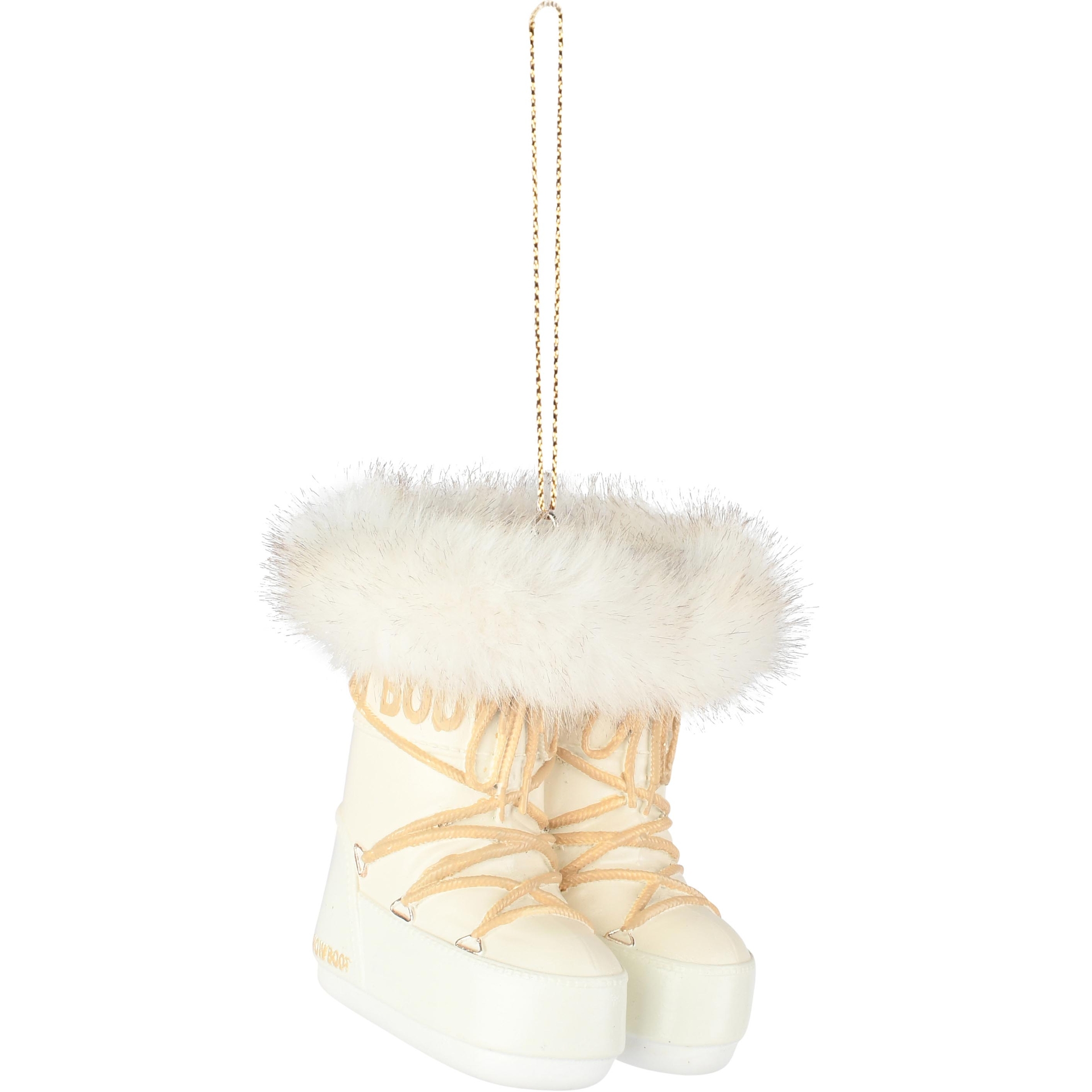 Dekoratief | Hanger snowboots m/bont, cr?me/goud, resina, 7x7x9cm | A265731