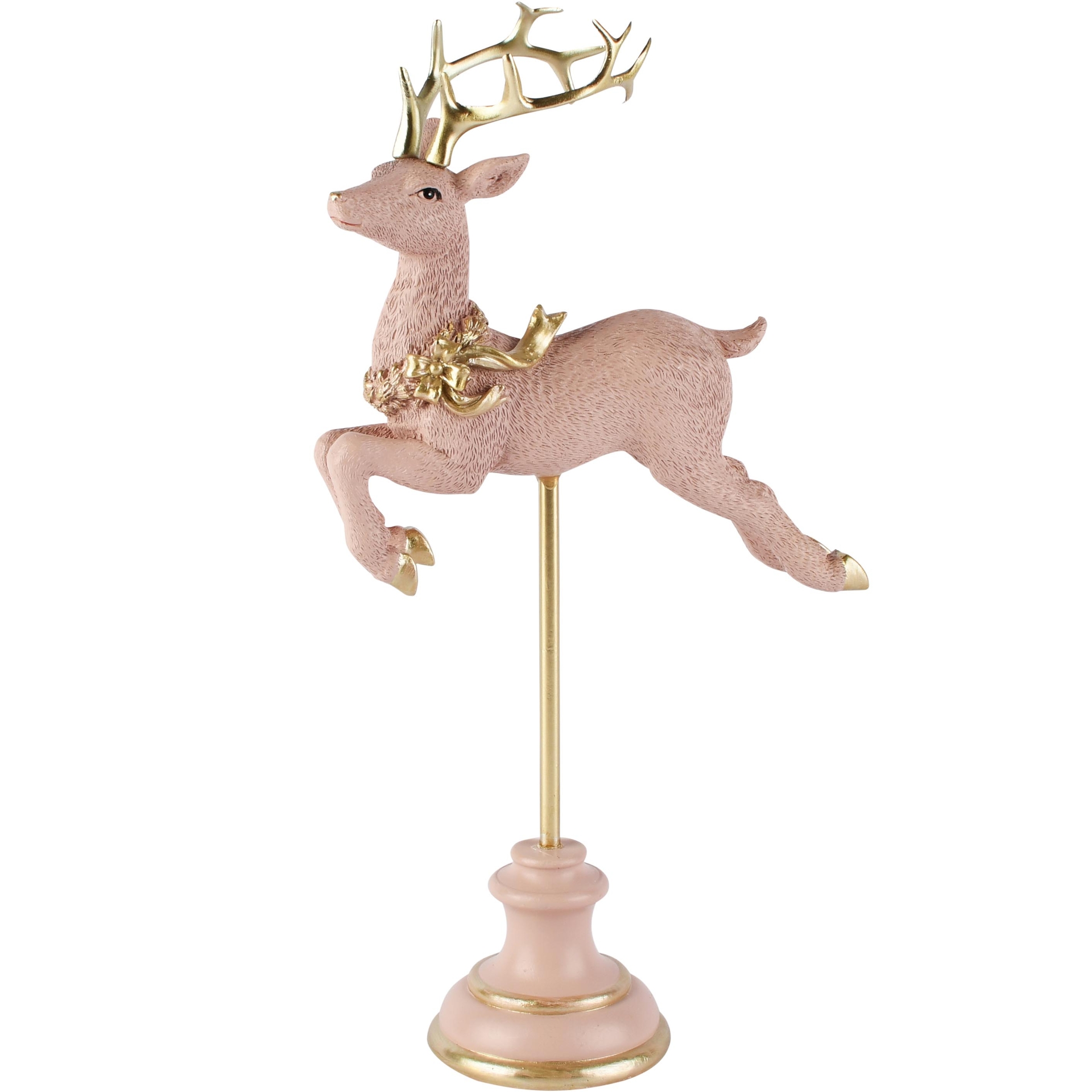 Dekoratief | Deco hert op stok, roze, resina, 17x7x30cm | A265700