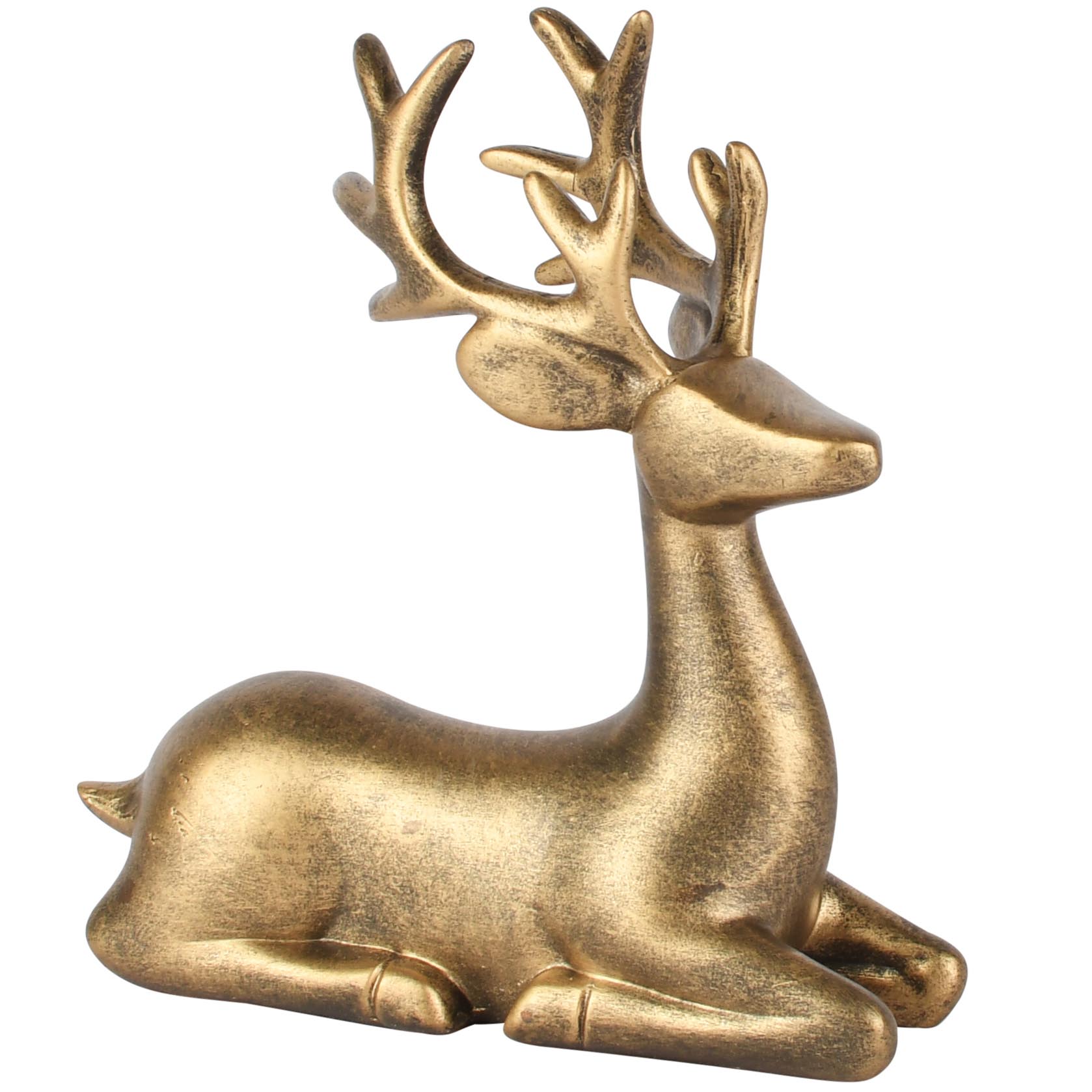 Dekoratief | Hert liggend, goud, resina, 15x7x17cm | A265672