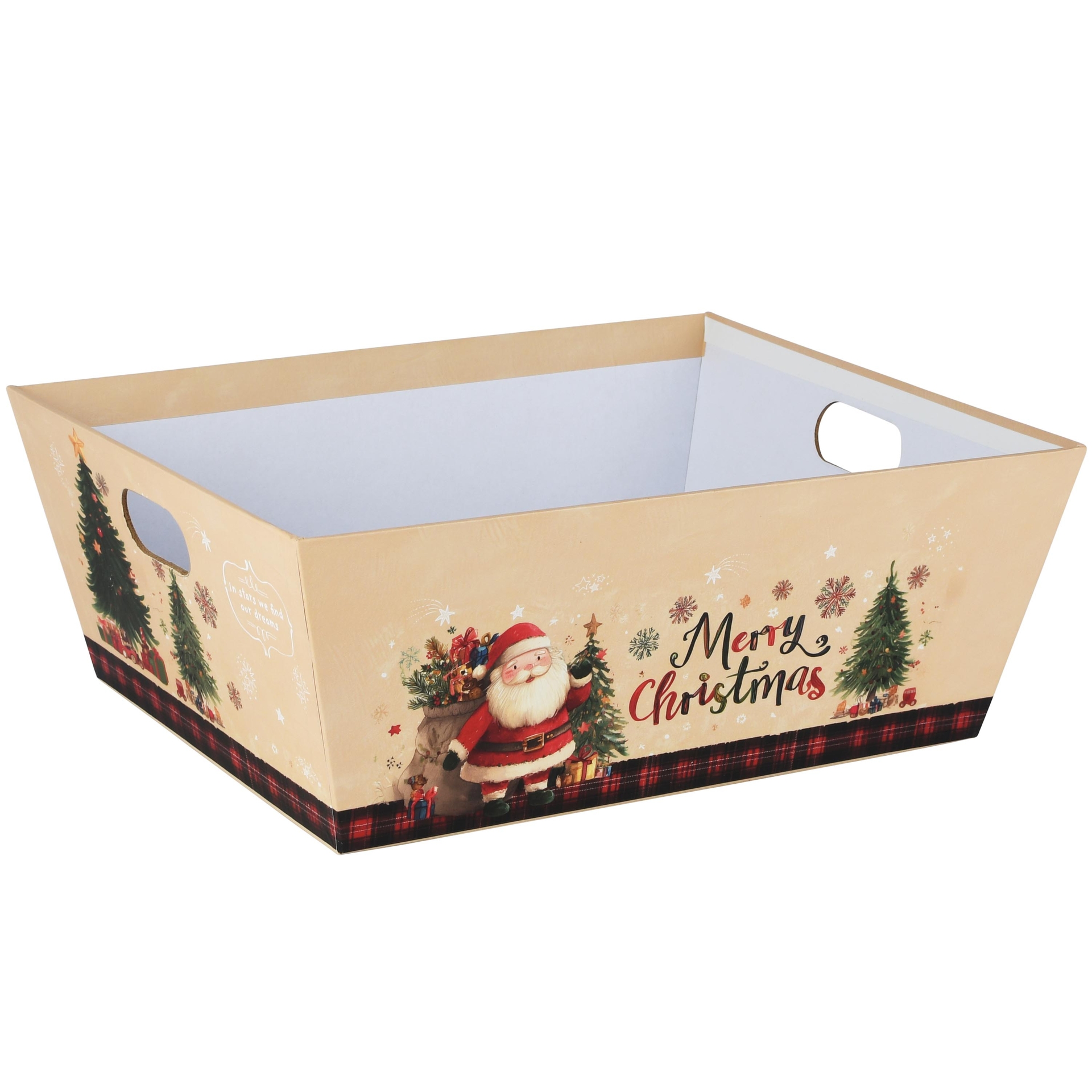 Dekoratief | Bakje m/handvaten 'Santa?s Christmas', karton, 24x21x11cm | A265669