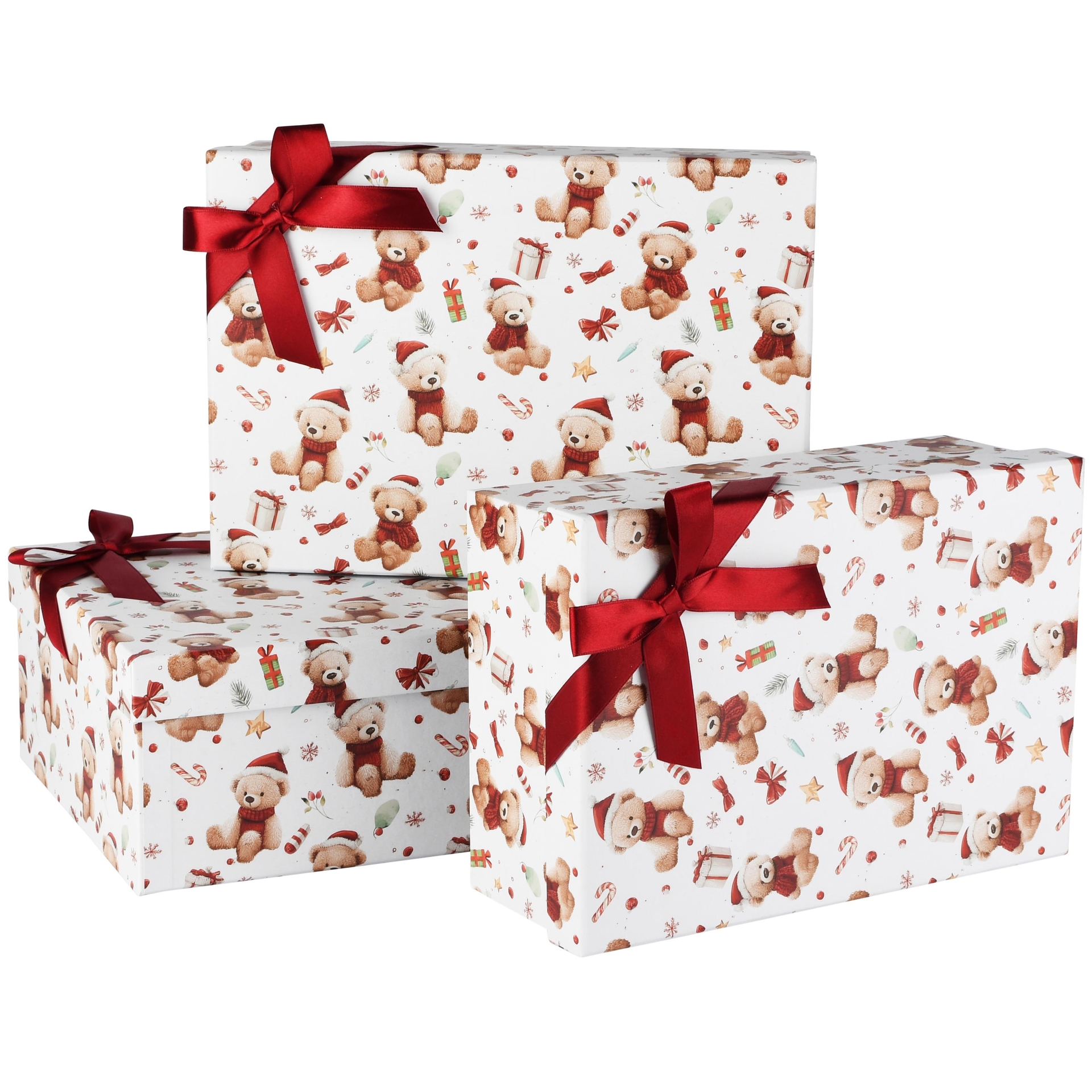 Dekoratief | Set 3 dozen m/strikje 'Bear Wishes ', karton, 30x21x11cm | A265668