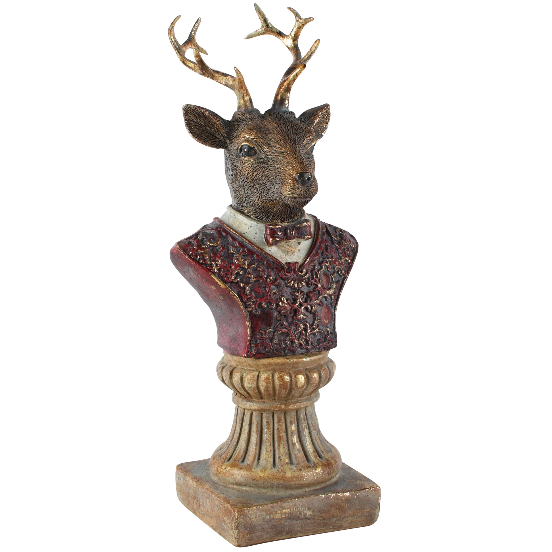 Dekoratief | Buste hert, bordeau/brons, resina, 10x8x25cm | A265420