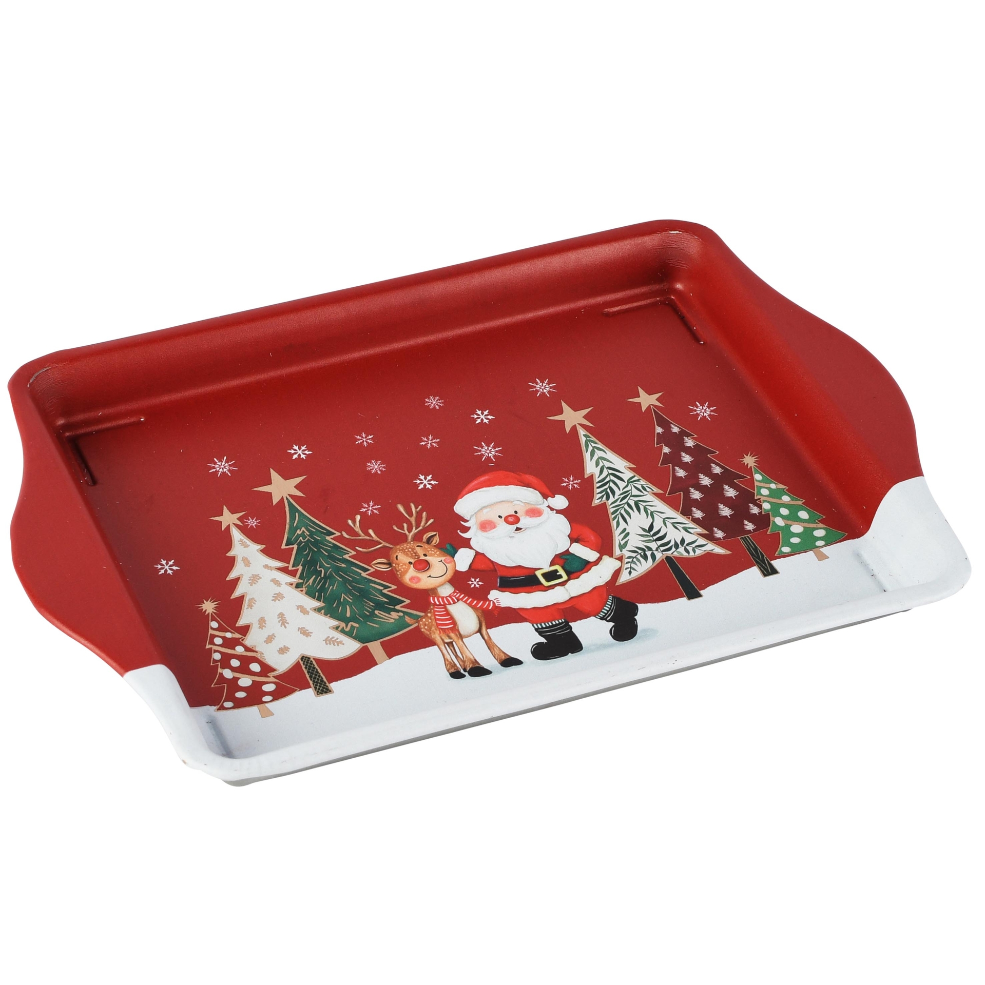 Dekoratief | Dienblad 'Jolly Santa', metaal, 22x15x2cm | A265616