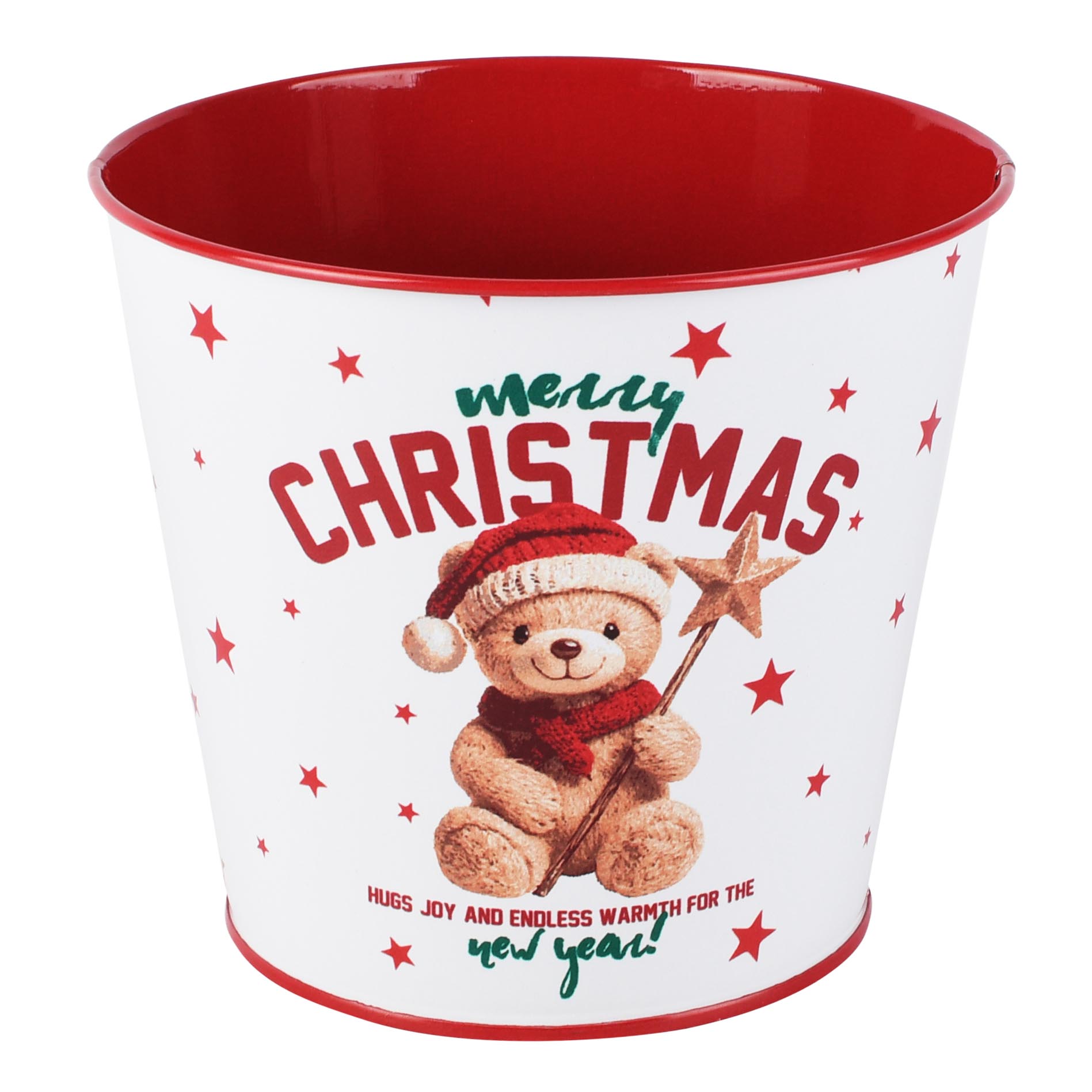 Dekoratief | Bloempot 'Festive Teddy', metaal, 13x13x12cm | A265611