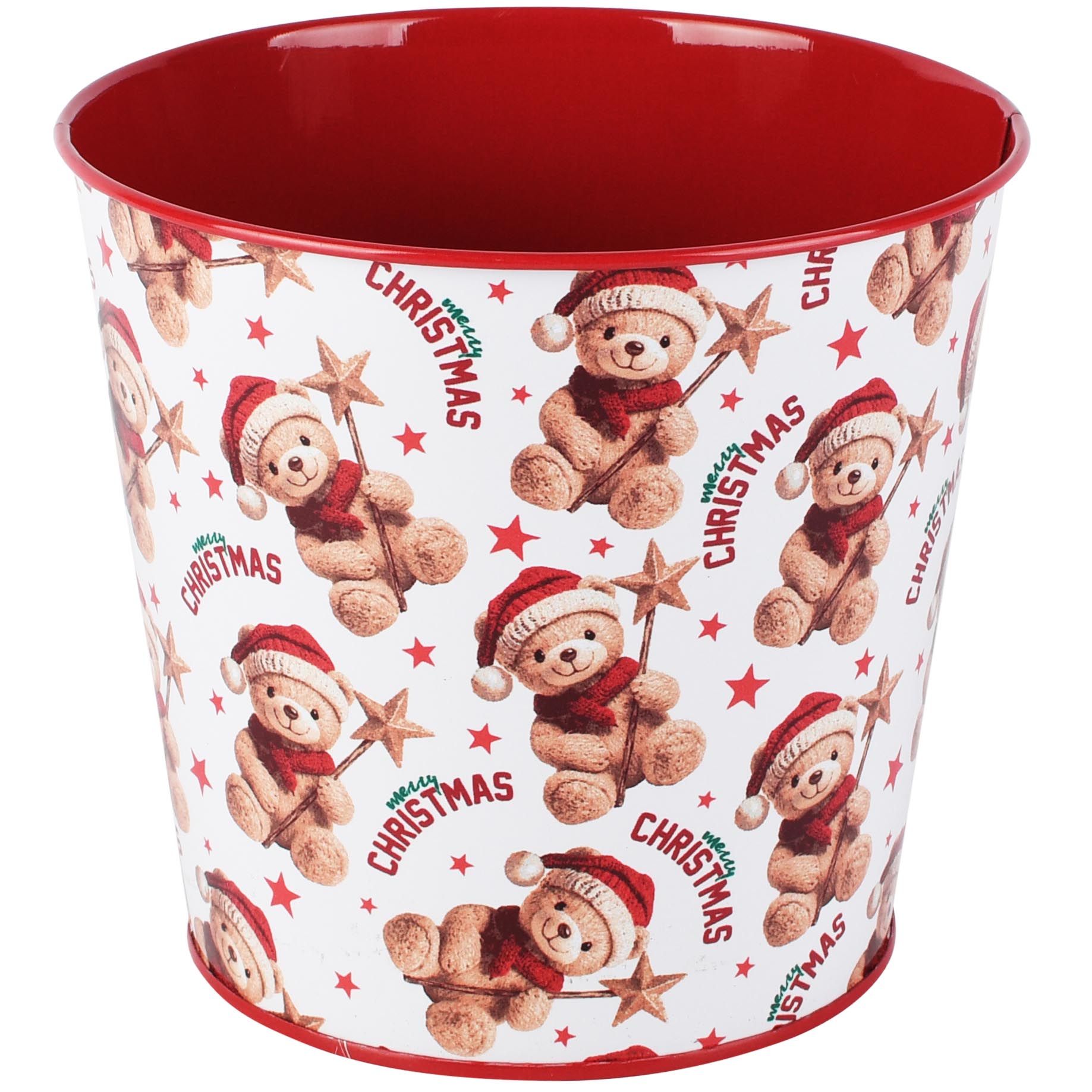Dekoratief | Bloempot 'Festive Teddy', metaal, 15x15x14cm | A265609
