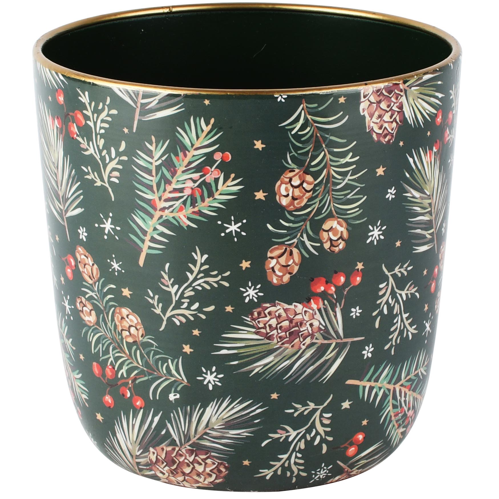 Dekoratief | Bloempot 'Pine & Cones', metaal, 16x16x16cm | A265607