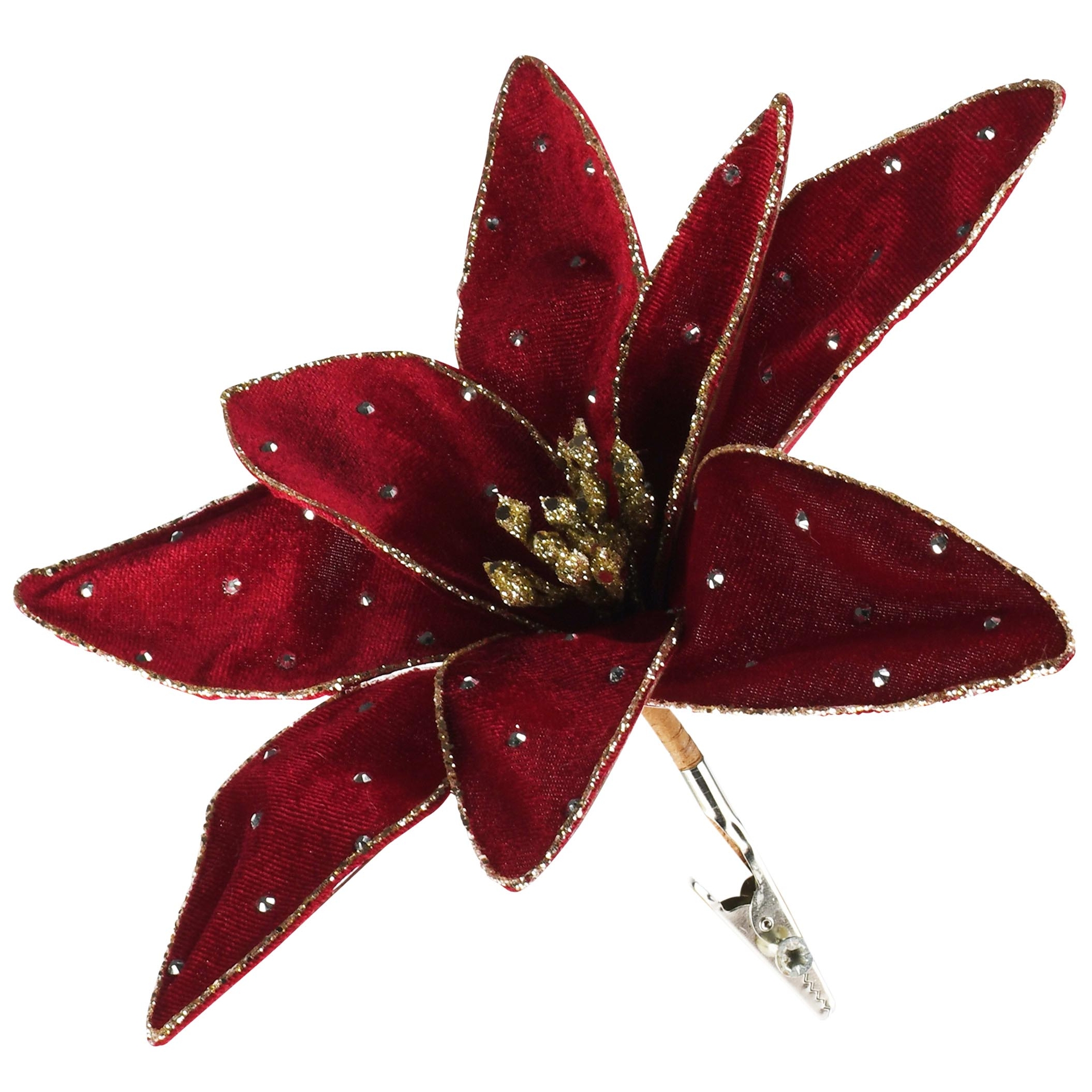 Dekoratief | Deco bloem op clip, rood, polyester, 20x20cm | A265532