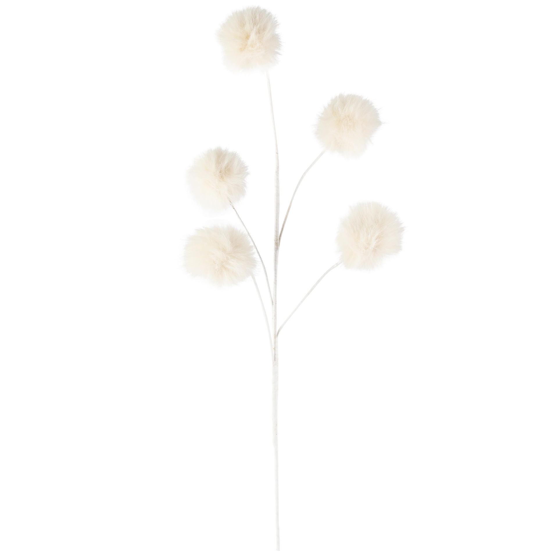 Dekoratief | Deco tak pompom, wit, polyester, 4x16x60cm | A265542