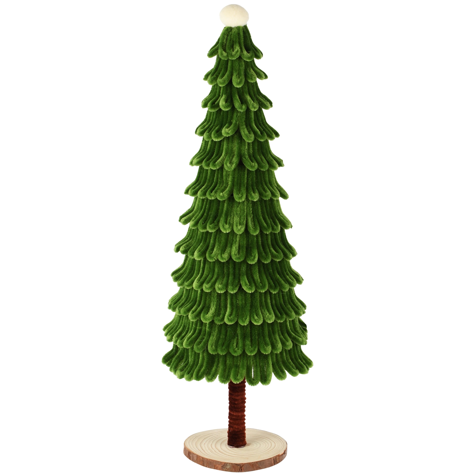 Dekoratief | Deco boompje op voet, groen, chenille/polyester, 18x18x48cm | A265539
