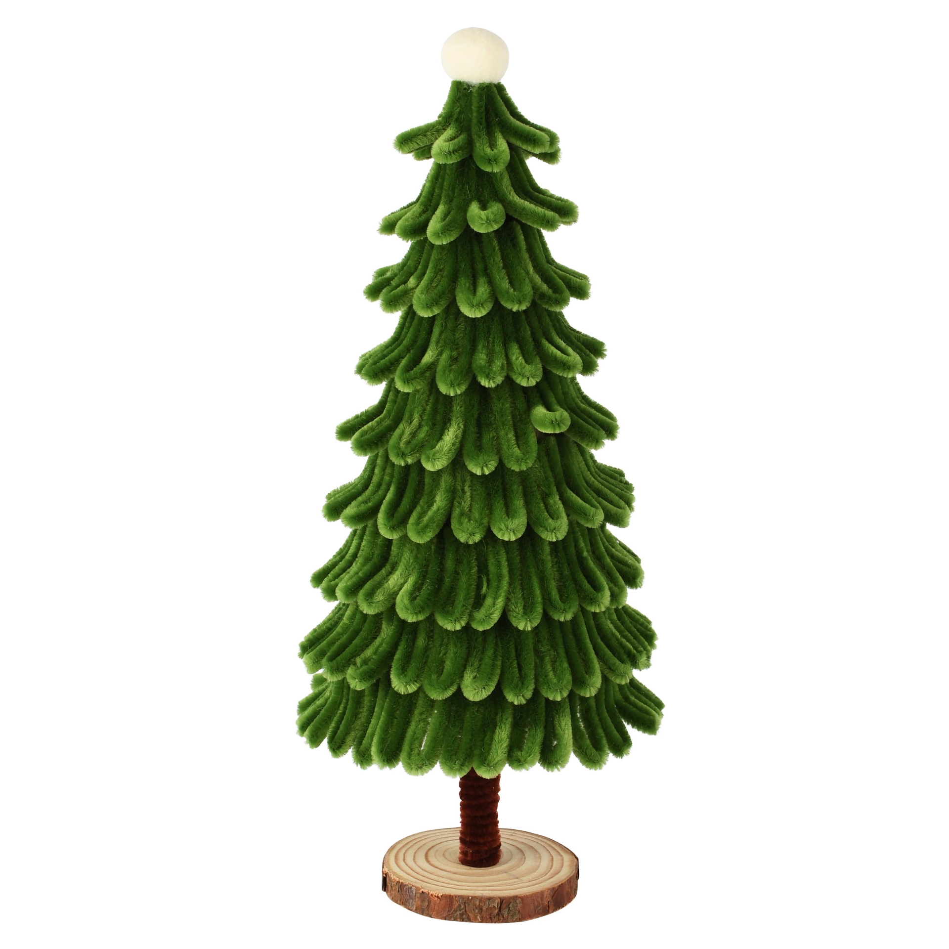 Dekoratief | Deco boompje op voet, groen, chenille/polyester, 14x14x32cm | A265538