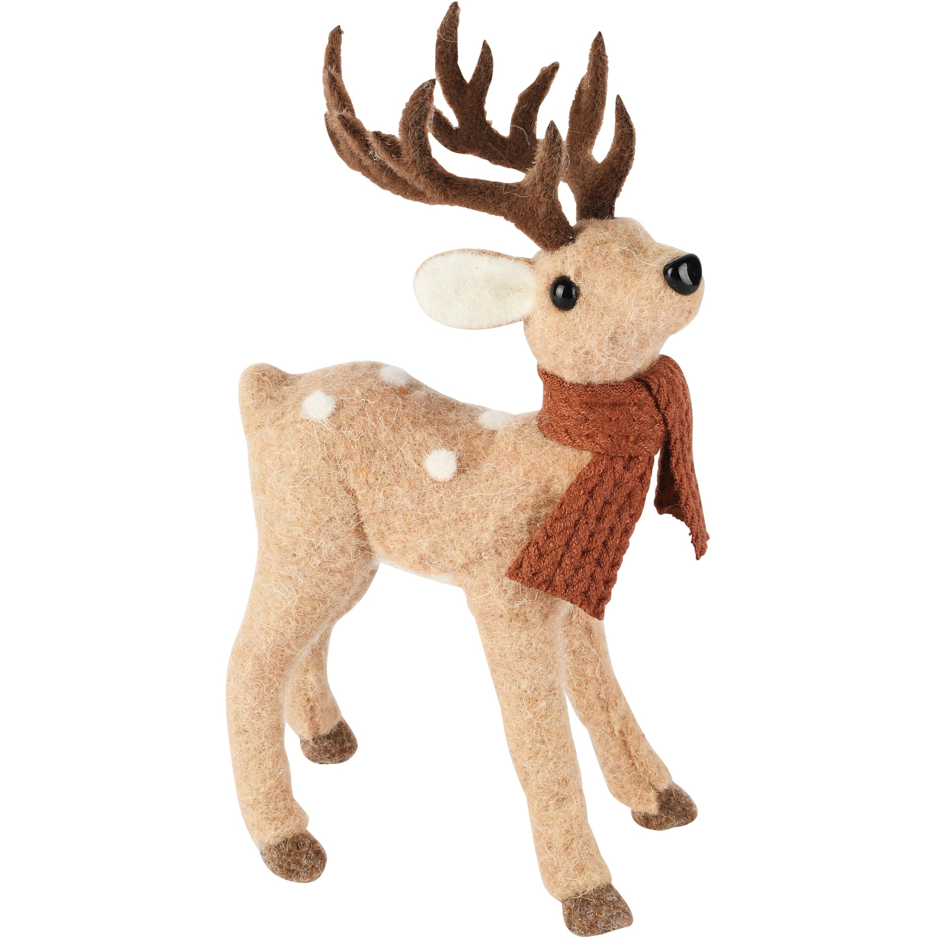 Dekoratief | Deco hert staand m/sjaal, bruin, polyester, 13x9x23cm | A265534