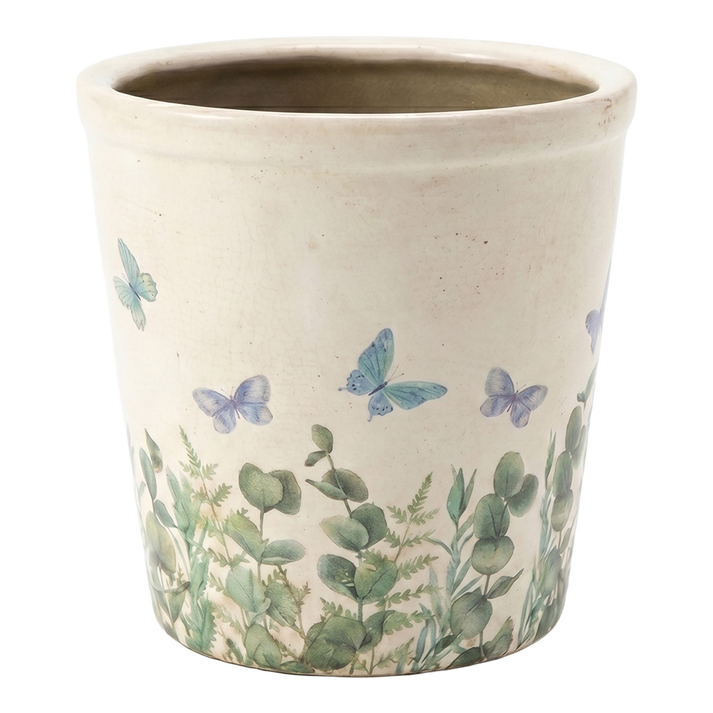 Clayre & Eef | Bloempot Binnen Beige Groen &oslash; 17x16 cm | 6CE2442L