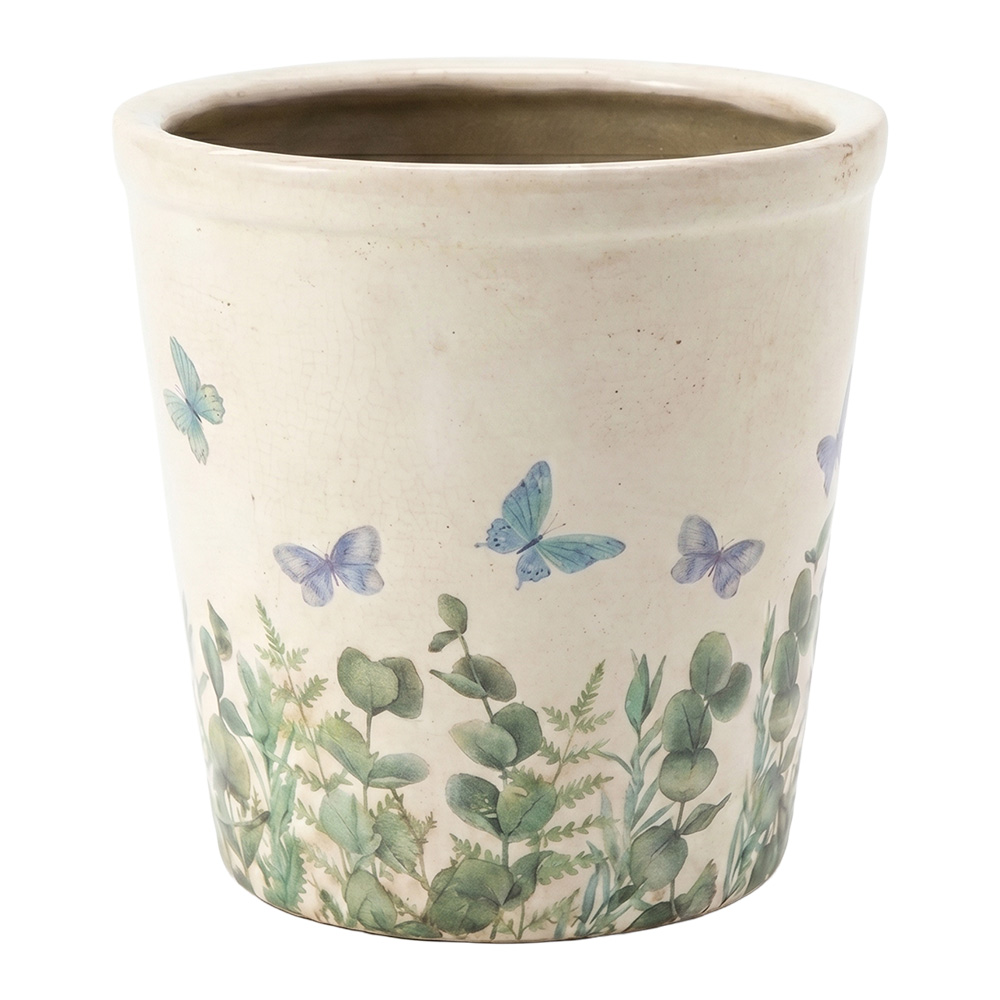 Clayre & Eef | Bloempot Binnen Beige Groen &oslash; 15x14 cm | 6CE2442M