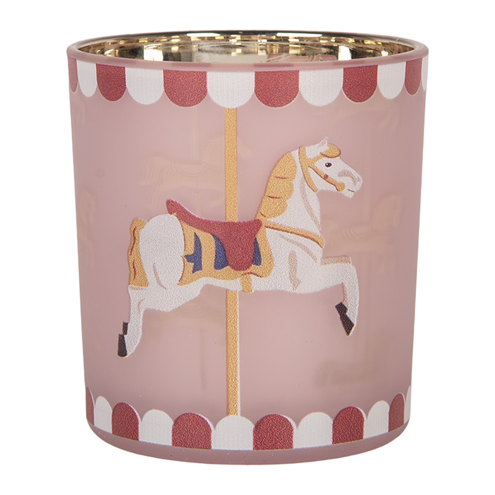 Clayre & Eef | Waxinelichthouder Roze Wit &oslash; 7x8 cm | 6GL5464
