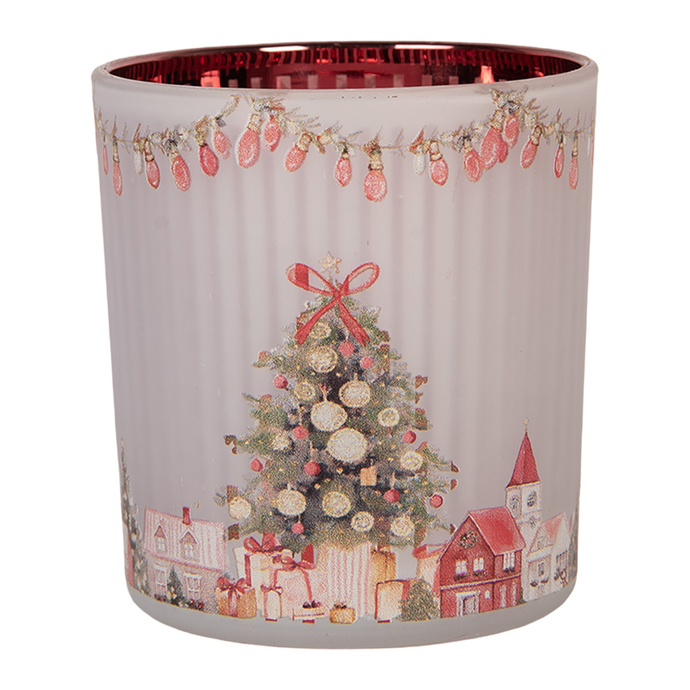 Clayre & Eef | Waxinelichthouder Grijs Rood &oslash; 7x8 cm | 6GL5466