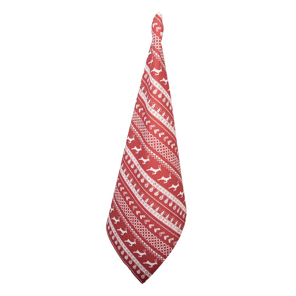 Clayre & Eef | Theedoek Rood, Beige 50x85 cm | NOCN42