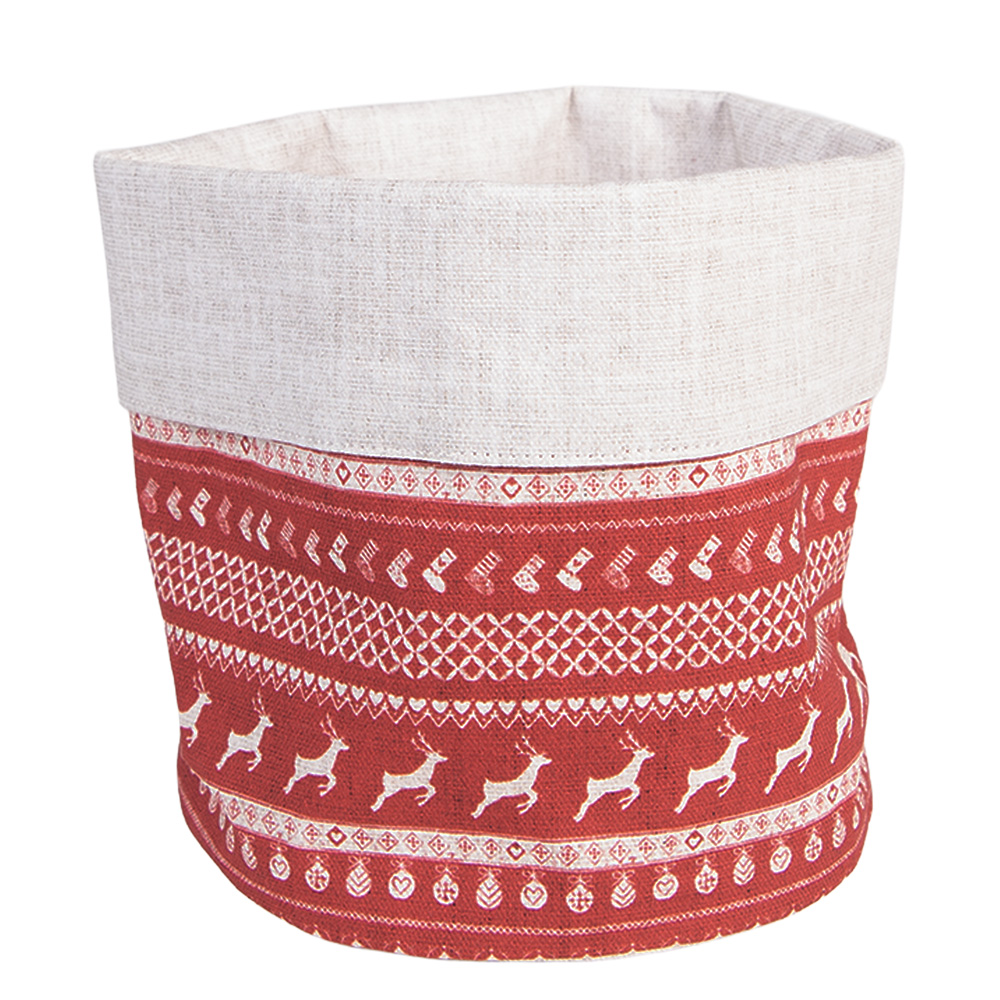 Clayre & Eef | Broodmandje Beige Groen Rood &oslash; 15x16 cm | NOCN50