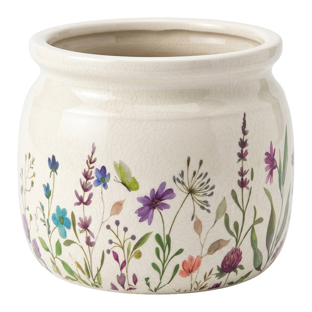 Clayre & Eef | Bloempot Binnen Beige Groen &oslash; 20x15 cm | 6CE2439L