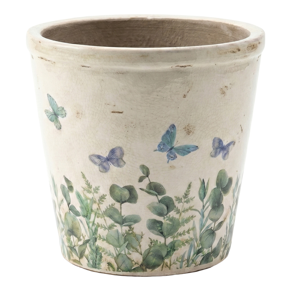 Clayre & Eef | Bloempot Binnen Beige Groen &oslash; 21x20 cm | 6CE2442XL