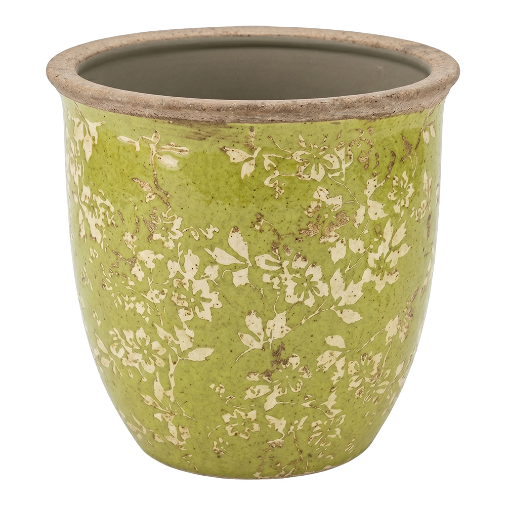 Clayre & Eef | Bloempot Binnen Groen Beige &oslash; 17x17 cm | 6CE2446L