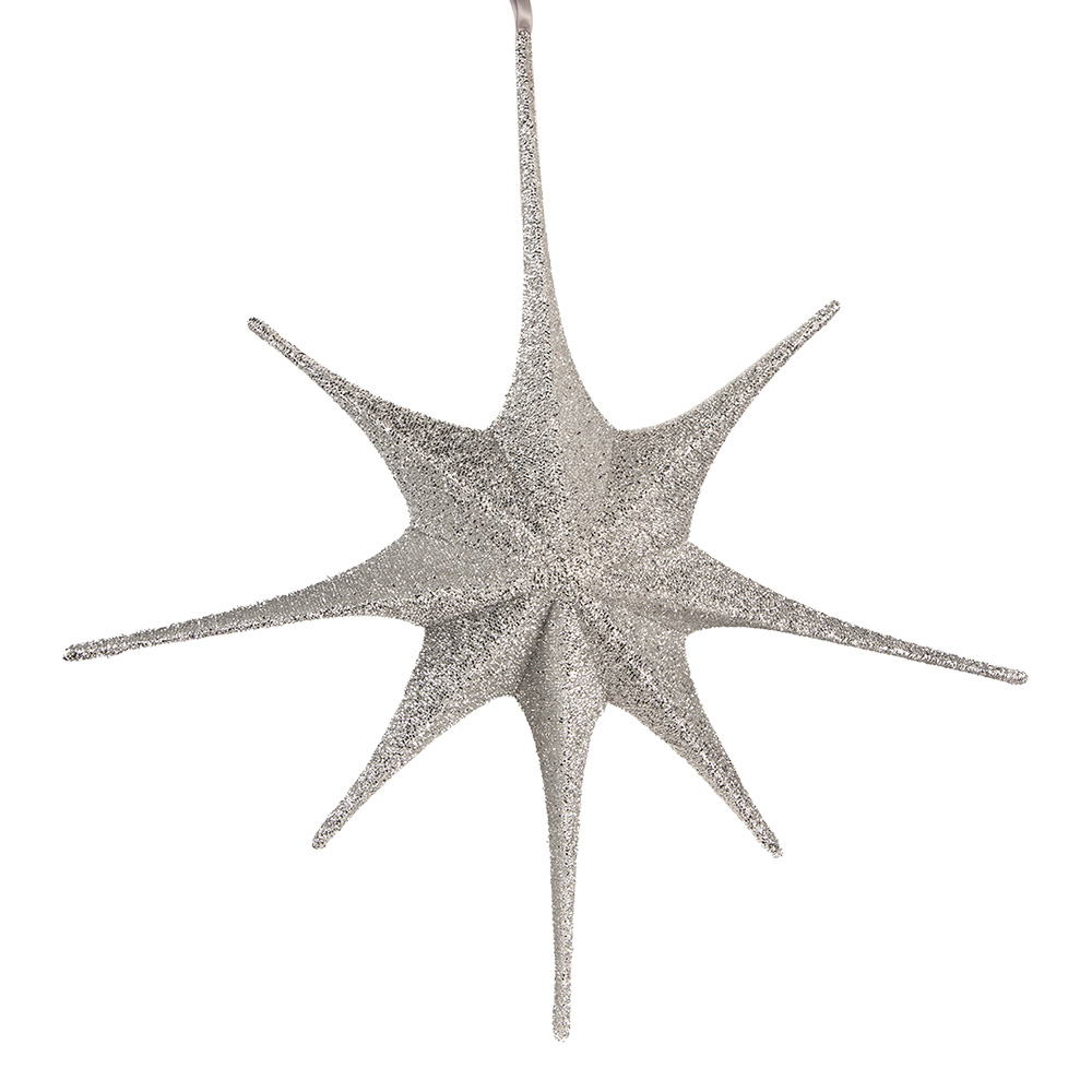 Clayre & Eef | Kerstdecoratie Ster Zilverkleurig 70x10x70 cm | 6PA0532ZI