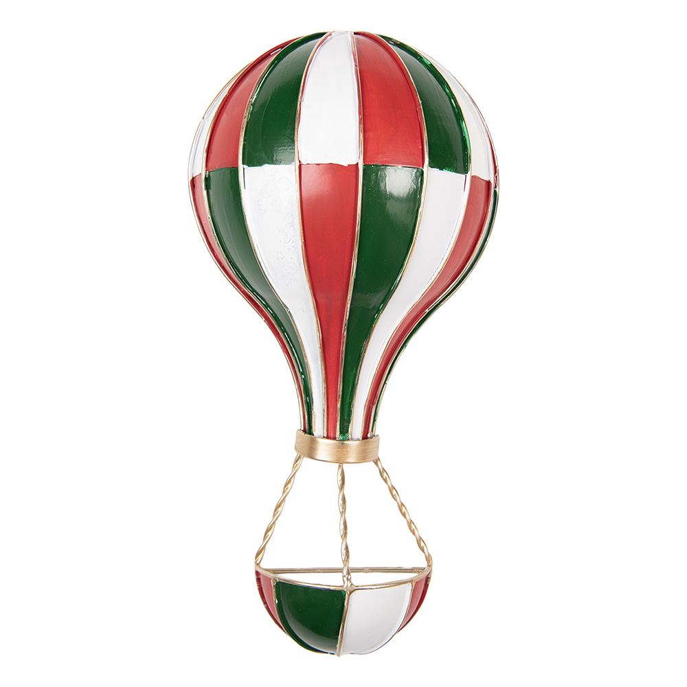 Clayre & Eef | Wanddecoratie luchtballon Rood Groen 16x8x33 cm | 6Y6007