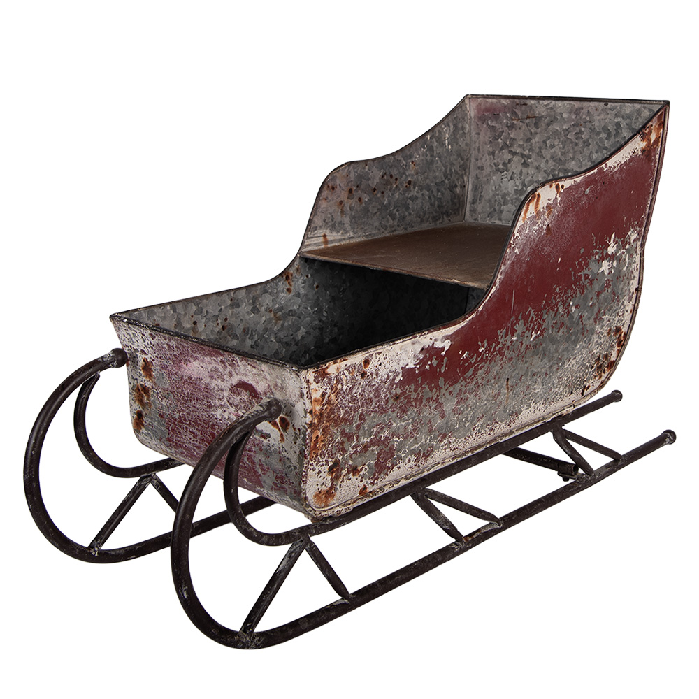 Clayre & Eef | Kerstdecoratie Slee Rood Grijs 51x23x30 cm | 6Y6161