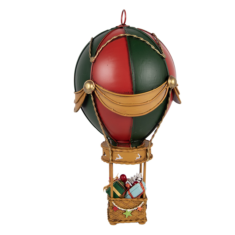 Clayre & Eef | Decoratie luchtballon met kerstdecoratie Rood &oslash; 12x27 cm | 6Y6233