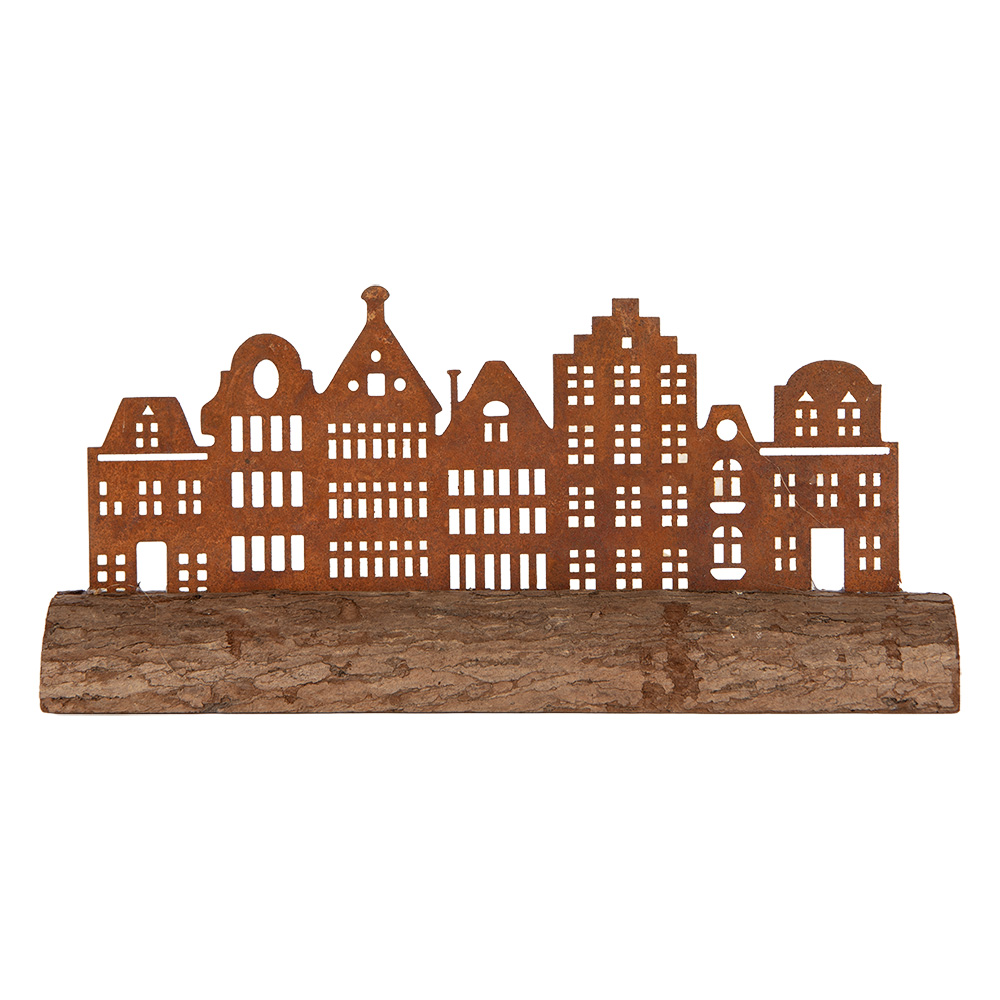 Clayre & Eef | Decoratie Huizen Bruin 25x5x8 cm | 6Y6190