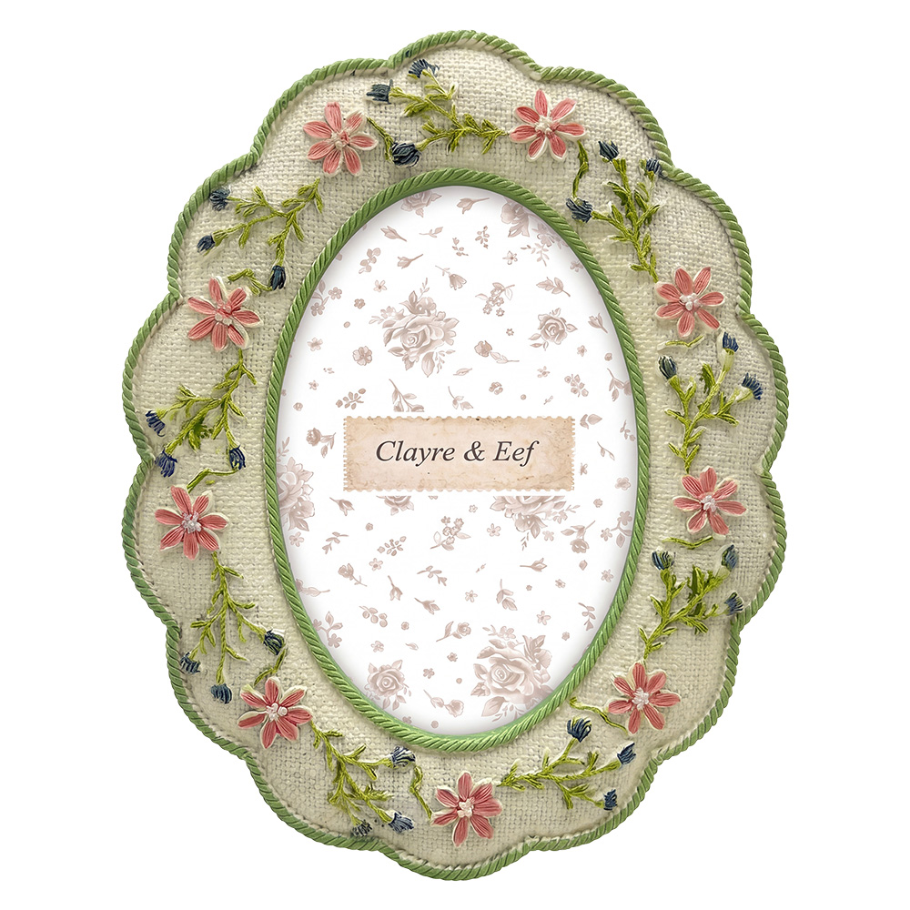 Clayre & Eef | Fotolijst Wit Groen 17x2x22 cm / 10x15 cm | 2F1390