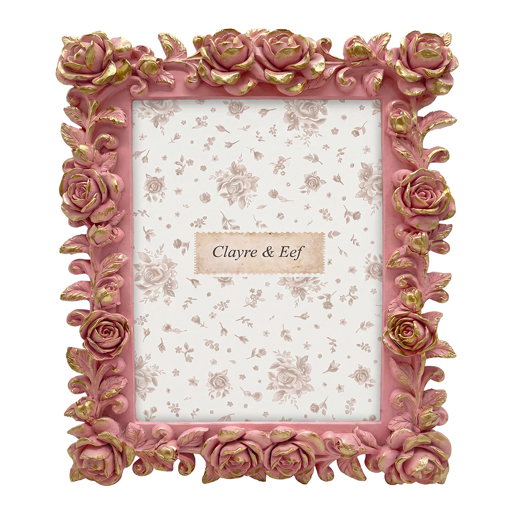 Clayre & Eef | Fotolijst Roze Goudkleurig 19x3x24 cm / 13x18 cm | 2F1404