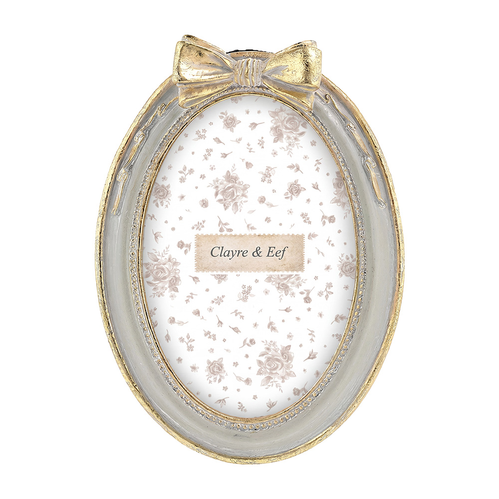 Clayre & Eef | Fotolijst Grijs Goudkleurig 14x3x19 cm / 10x15 cm | 2F1419