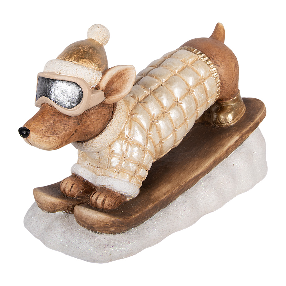 Clayre & Eef | Decoratie Hond Bruin Wit 50x23x29 cm | 5MG0116