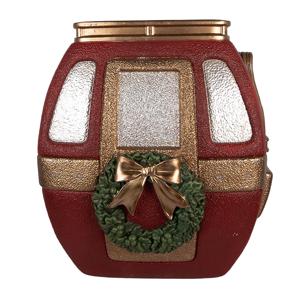 Clayre & Eef | Decoratie Skilift met LED Rood Goudkleurig 47x48x51 cm | 5MG0118