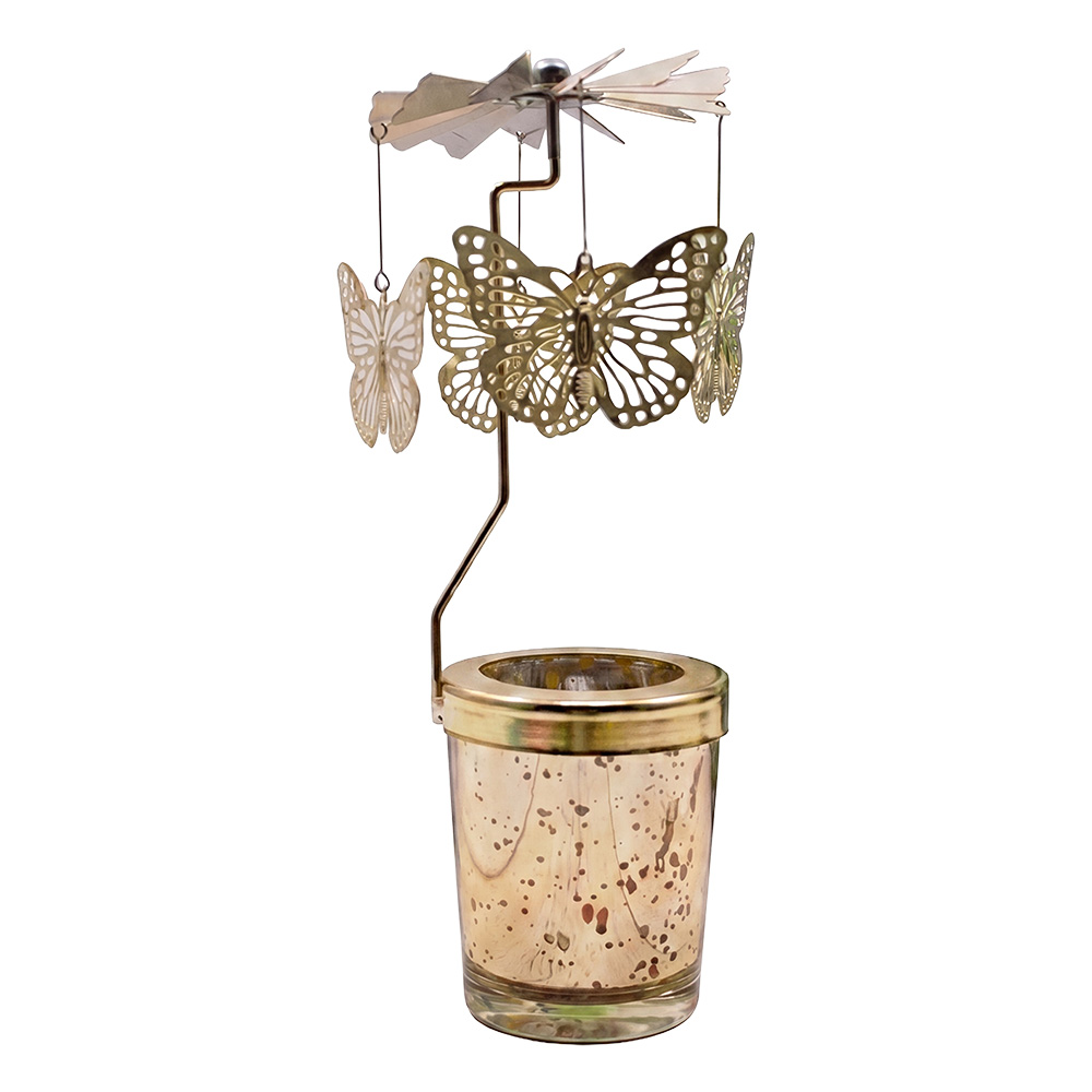 Clayre & Eef | Theelichtcarrousel Goudkleurig &oslash; 8x17 cm | 66000GO