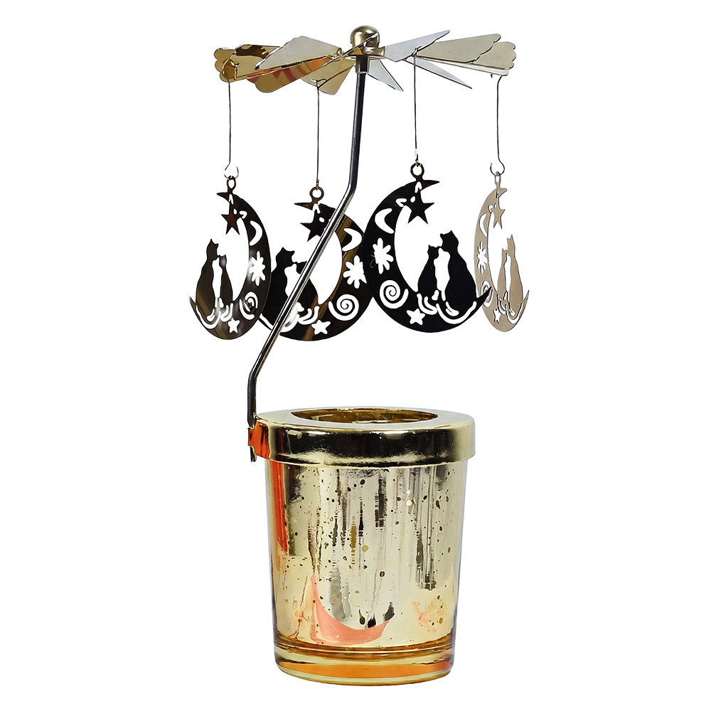 Clayre & Eef | Theelichtcarrousel Goudkleurig &oslash; 8x17 cm | 66001GO