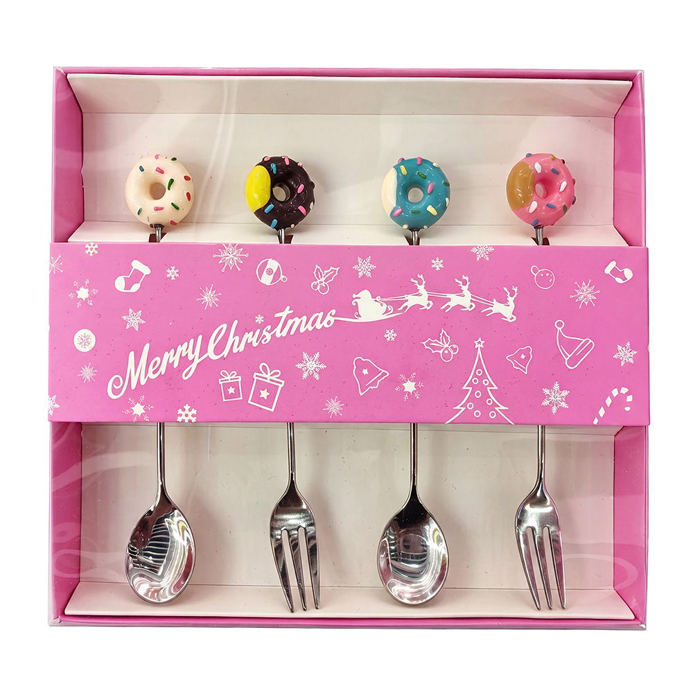 Clayre & Eef | Dessert bestek zilverkleurig Wit (4) 2x12 cm | 67031