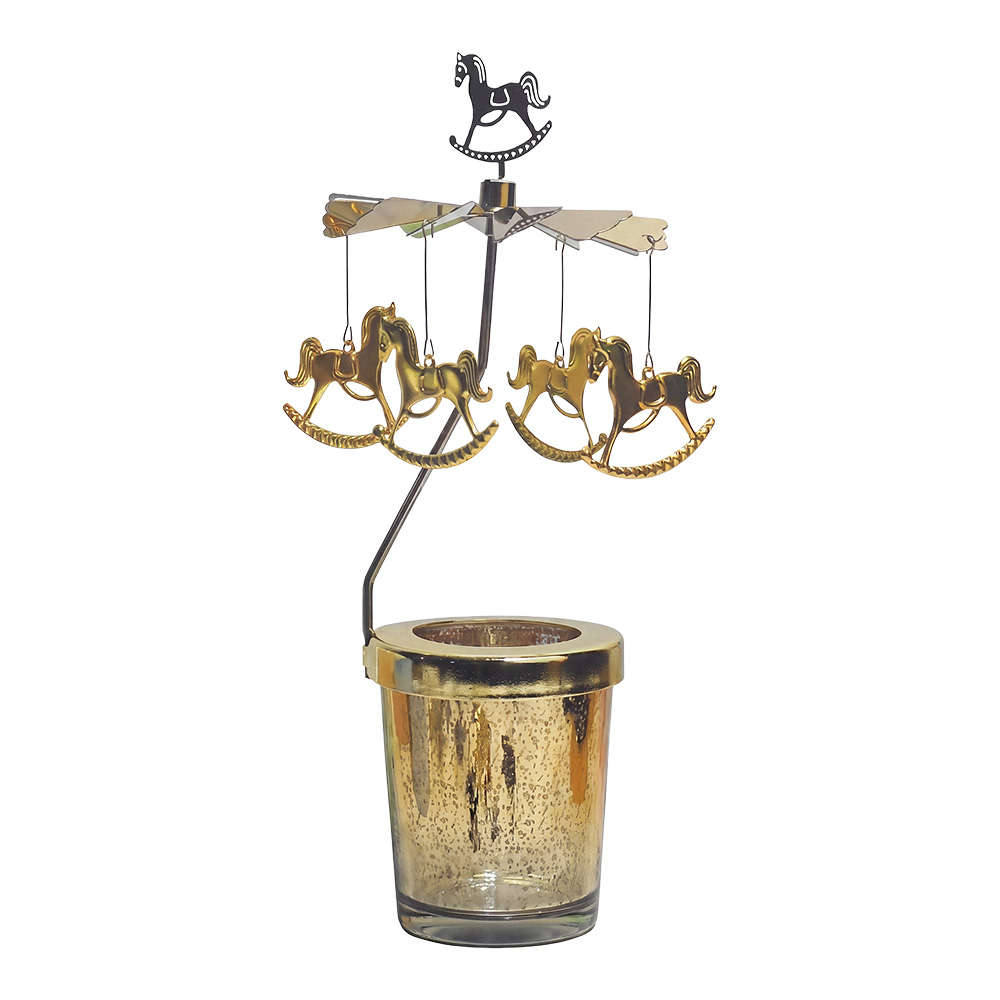 Clayre & Eef | Theelichtcarrousel Goudkleurig &oslash; 8x17 cm | 66081GO