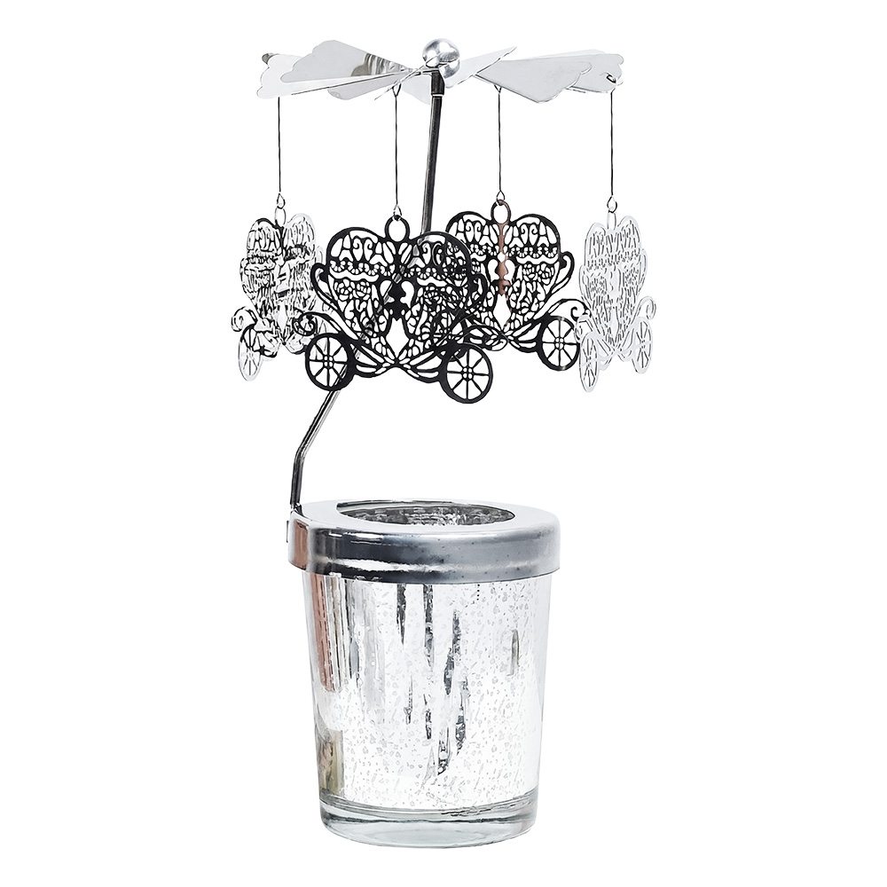 Clayre & Eef | Theelichtcarrousel Zilverkleurig &oslash; 8x17 cm | 66803ZI