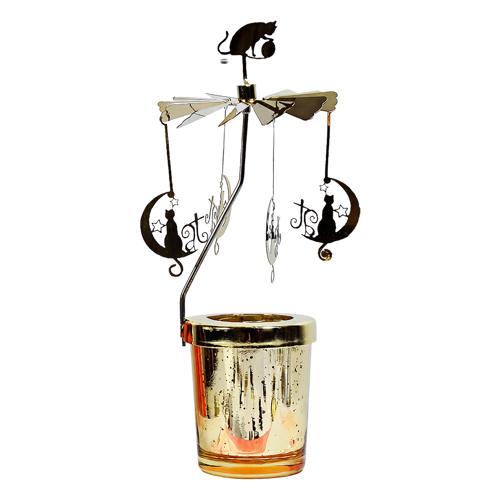 Clayre & Eef | Theelichtcarrousel Goudkleurig &oslash; 8x17 cm | 66804GO