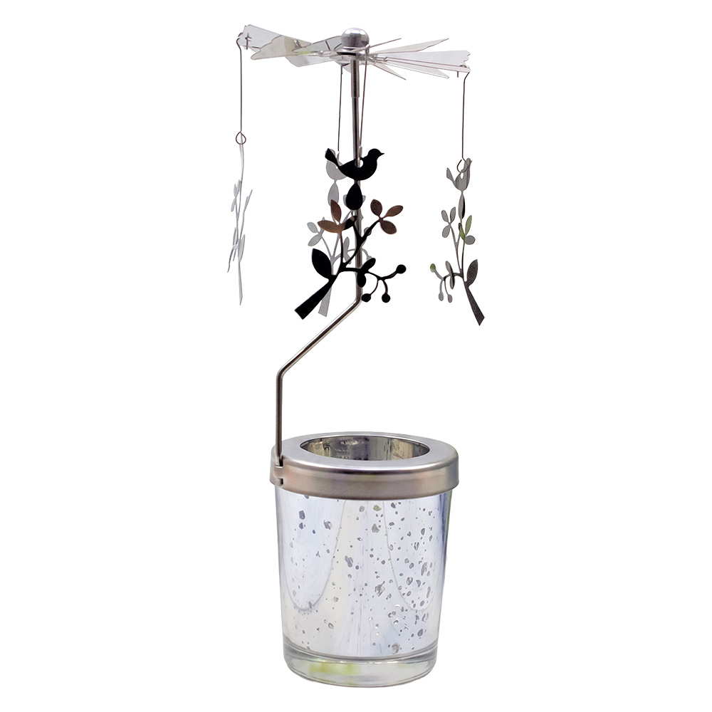 Clayre & Eef | Theelichtcarrousel Zilverkleurig &oslash; 8x17 cm | 66805