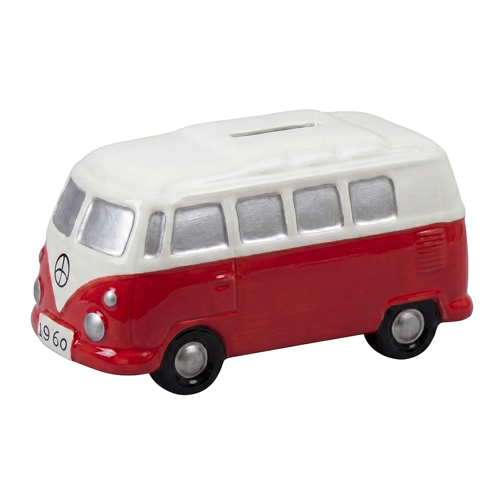 Clayre & Eef | Spaarpot Bus Rood Wit 13x6x7 cm | 6CE2462