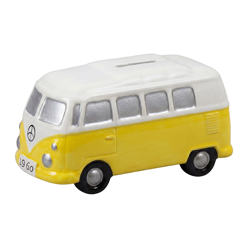 Clayre & Eef | Spaarpot Bus Blauw Wit 13x6x7 cm | 6CE2463