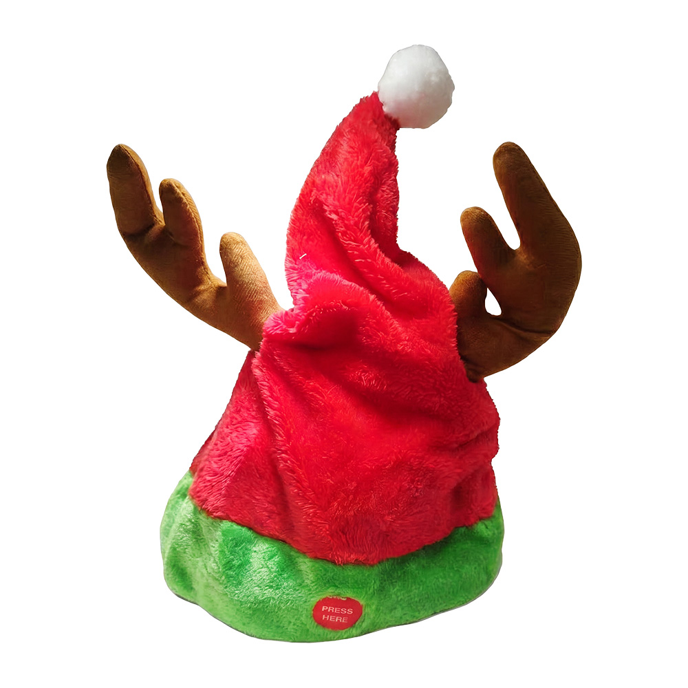 Clayre & Eef | Decoratie Kersthoed Rood Groen 40 cm / 3xAA | 66904
