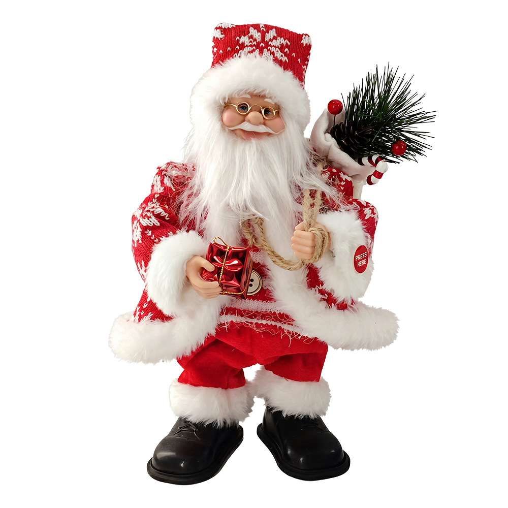 Clayre & Eef | Decoratie Kerstmanbenen Rood Wit 35 cm / 3xAA | 66905