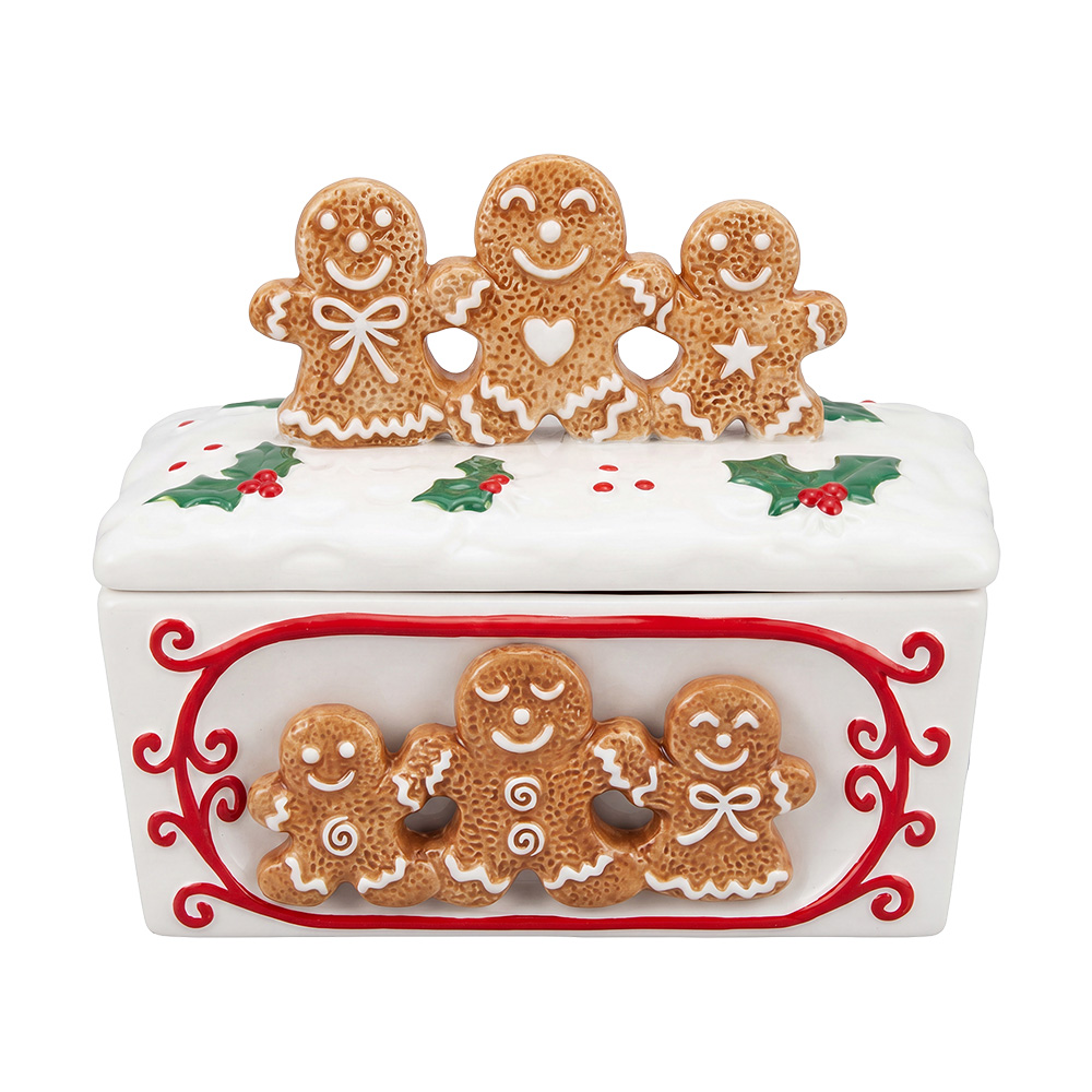 Clayre & Eef | Voorraadpot met deksel Wit Bruin 23x12x18 cm | 6CE2425
